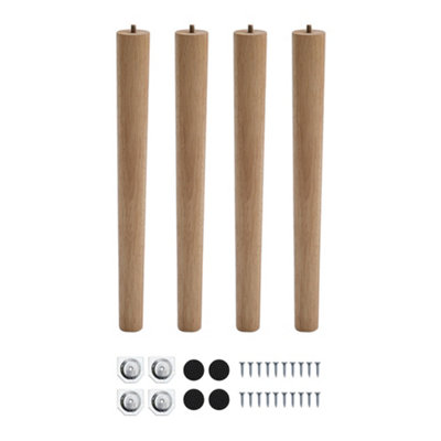 Solid Wooden Furniture Legs Natural Color Round Table Legs,4 Pcs,H450mm Price Comparisons | Compare The Build