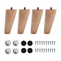 Solid Wooden Furniture Legs,Tilt 10 Degrees Natural Round Table Legs,4 Pcs,H100mm