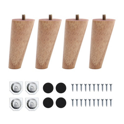 Solid Wooden Furniture Legs,Tilt 10 Degrees Natural Round Table Legs,4 Pcs,H100mm