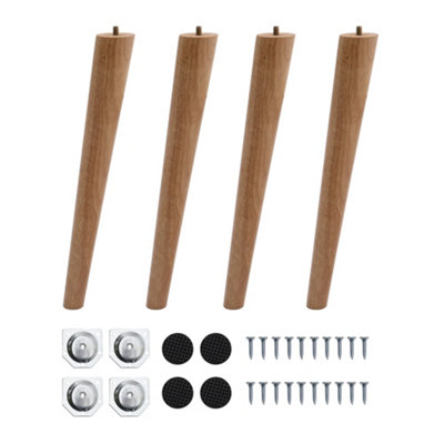 Solid Wooden Furniture Legs, Tilt 10 Degrees Natural Round Table Legs,4 Pcs,H250mm Price Comparisons | Compare The Build