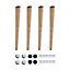 Solid Wooden Furniture Legs,Tilt 10 Degrees Natural Round Table Legs,4 Pcs,H350mm