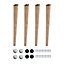 Solid Wooden Furniture Legs, Tilt 10 Degrees Natural Round Table Legs,4 Pcs,H450mm