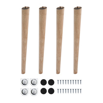 Solid Wooden Furniture Legs, Tilt 10 Degrees Natural Round Table Legs,4 Pcs,H450mm Price Comparisons | Compare The Build