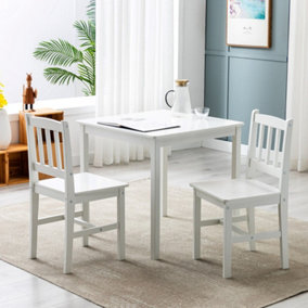 Solid Wooden Kitchen Dining Table and 2 Chairs White by MCC
