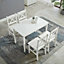 Solid Wooden Kitchen Dining Table and 4 Chairs Set White by MCC