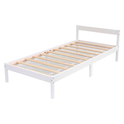 Solid Wooden Single Bed Frame - White