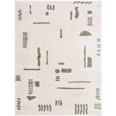 SOLINE Machine Washable Modern Shaggy Grass Green Area Rug 140 x 200 cm