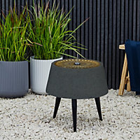 Solis Water Feature with Light Display on Black Legs in Charcoal & Aged Copper