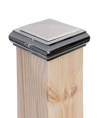Solo Newel Post Cap White and Chrome for 90mm x 90mm Newel Posts - 4