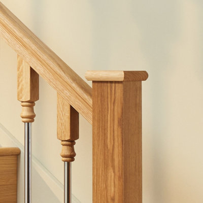 Solo Stair Spindle Oak and Chrome Box of 20 (H) 895mm x (W) 41mm x (T) 41mm - 4