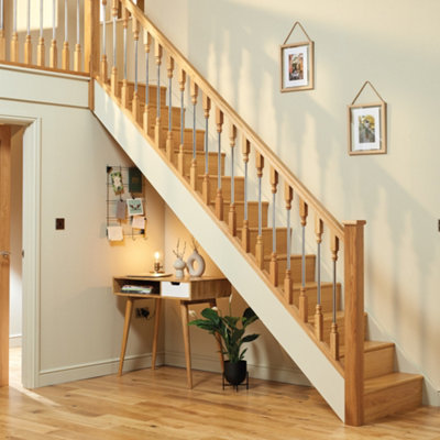 Solo Stair Spindle Oak and Chrome Box of 20 (H) 895mm x (W) 41mm x (T) 41mm - 5