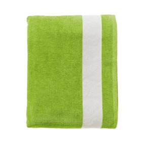 SOLS Lagoon Cotton Beach Towel Lime Green/White (One Size)
