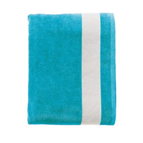 SOLS Lagoon Cotton Beach Towel Turquoise/White (One Size)
