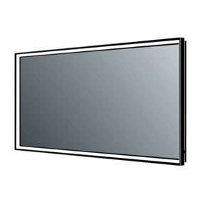 Solstice Black LED Illuminated Backlit Bathroom Mirror, (H)700mm (W)1200mm