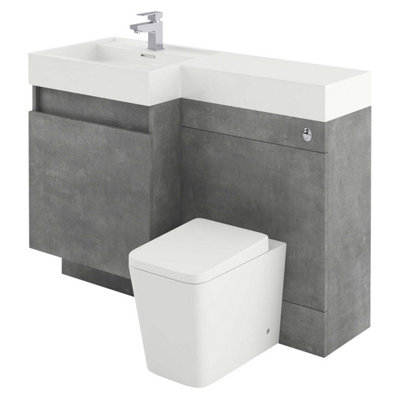 Solstice Concrete Left Hand Bathroom Vanity Basin & WC Unit Combination (W)1200mm (H)890mm