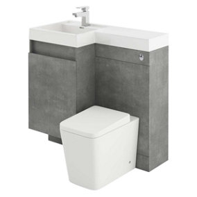 Solstice Concrete Left Hand Bathroom Vanity Basin & WC Unit Combination (W)900mm (H)890mm