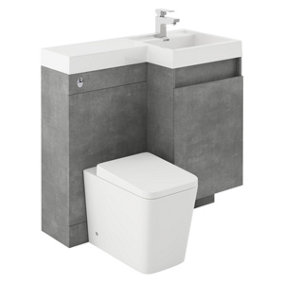 Solstice Concrete Right Hand Bathroom Vanity Basin & WC Unit Combination (W)900mm (H)890mm