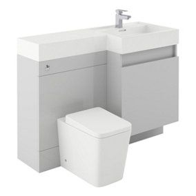 Solstice Gloss Light Grey Right Hand Bathroom Vanity Basin & WC Unit Combination (W)1200mm (H)890mm