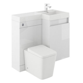 Solstice Gloss White Right Hand Bathroom Vanity Basin & WC Unit Combination (W)900mm (H)890mm