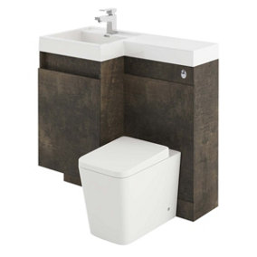 Solstice Metallic Left Hand Bathroom Vanity Basin & WC Unit Combination (W)900mm (H)890mm