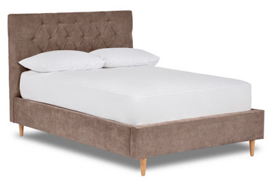 Solstice Modern Tall Chesterfield Fabric Bed Base Only 5FT King- Brecon Nutmeg