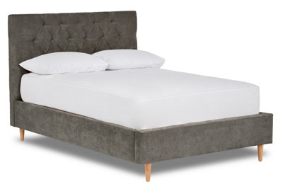 Solstice Modern Tall Chesterfield Fabric Bed Base Only 5FT King- Brecon Zinc