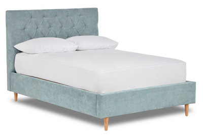 Solstice Modern Tall Chesterfield Fabric Bed Base Only 6FT Super King- Brecon Sky Blue
