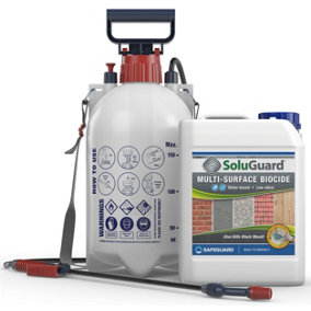 Soluguard Multi Surface Biocide (1 x 5L & Sprayer ) Kit -High Strength, Ready For Use Against Fungi, Mould, and Algae Cleaner