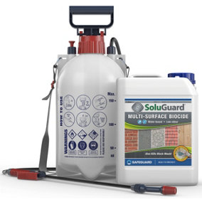 Soluguard Multi Surface Biocide (1 x 5L & Sprayer ) Kit -High Strength, Ready For Use Against Fungi, Mould, Moss and Algae Cleaner