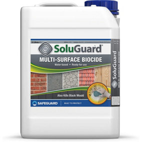 Soluguard Multi Surface Biocide (5L) Fungi, Mould, Moss & Algae Cleaner on Walls, Brick, Render, Stone, Concrete, Driveway, Roof