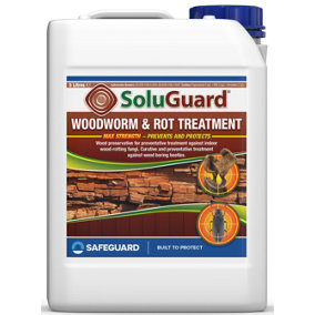 Soluguard Woodworm & Rot Treatment (5 Litre Clear) - Ready to Use, Solvent-free Preservative Woodworm Killer. HSE approved