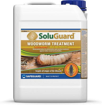 Soluguard Woodworm Treatment Ready For Use High Strength Woodworm Killer Spray 5 Litre Clear
