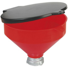 Solvent Safety Funnel with Hinged Flip Top - 2" Female Fitting - Fluid Transfer