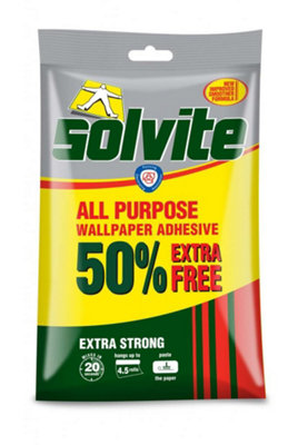 Solvite - All Purpose Wallpaper Adhesive - 3 Roll + 50% Free