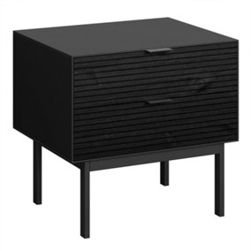 Soma Bedside Table 2 drawers Granulated black Brushed black