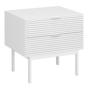 Soma Bedside Table 2 drawers Granulated pure white Brushed white