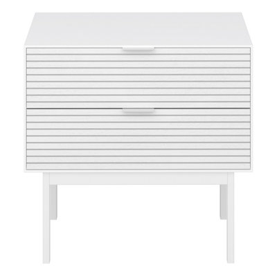 Soma Bedside Table 2 drawers Granulated pure white Brushed white