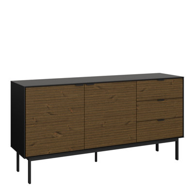 Soma Sideboard 2 Doors + 3 Drawers Granulated black Brushed espresso