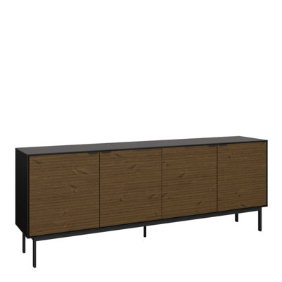 Soma Sideboard 4 Doors Granulated black Brushed espresso