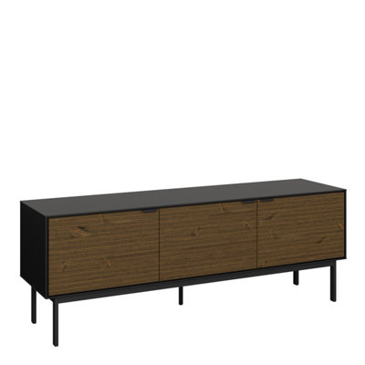 Soma TV table 3 Doors, Granulated black Brushed espresso