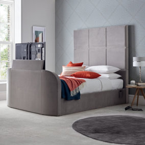 Somerton Grey Upholstered Ottoman TV King Size Bed Frame Only