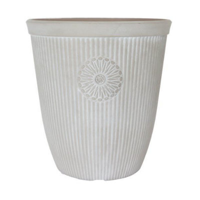 Somerville 16" Tall Pebble White Planter Container For Garden Flowers