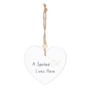 Something Different A Spoiled Cat Lives Here Hanging Sentiment Sign White (One Size)