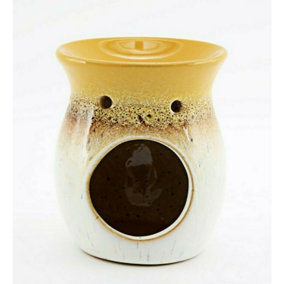 Something Different Abstract Oil Burner Yellow/White/Brown (10cm x 8cm x 8cm)