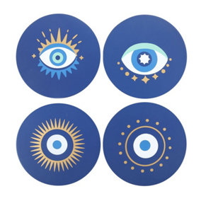 Something Different All Seeing Eye Coaster Set (Pack of 4) Blue (One Size)