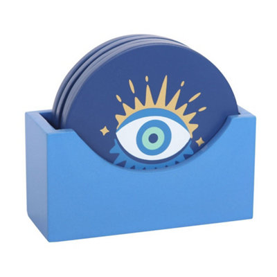 Something Different All Seeing Eye Coaster Set (Pack of 4) Blue (One Size)