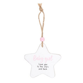 Something Different Baby Girl Star Hanging Sentiment Sign White (One Size)