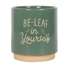 Something Different Be-Leaf In Yourself Plant Pot Green (One Size)