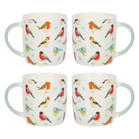 Something Different British Garden Birds Mug Set (Pack of 4) White (One Size)