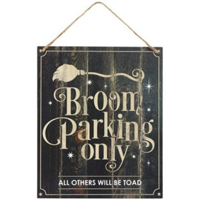 Something Different Broom Parking Only MDF Plaque Black/Beige (One Size)